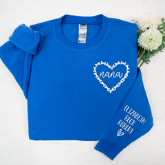 Lofaris Nana Heart Embroidered Kids Name Custom Sweatshirt
