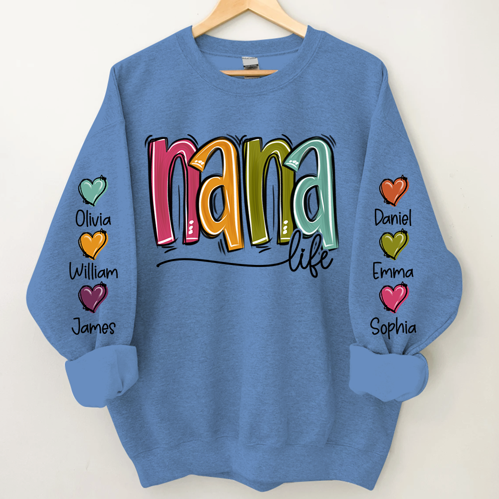 Lofaris Nana Life Color Grandkids Name Custom Sweatshirt
