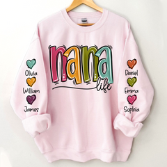 Lofaris Nana Life Color Grandkids Name Custom Sweatshirt