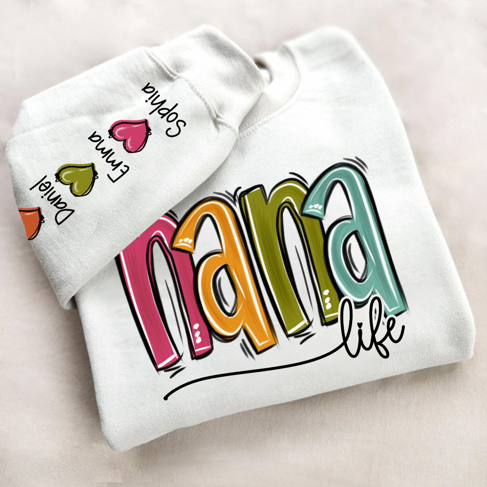 Lofaris Nana Life Color Grandkids Name Custom Sweatshirt