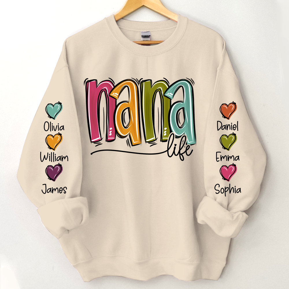 Lofaris Nana Life Color Grandkids Name Custom Sweatshirt