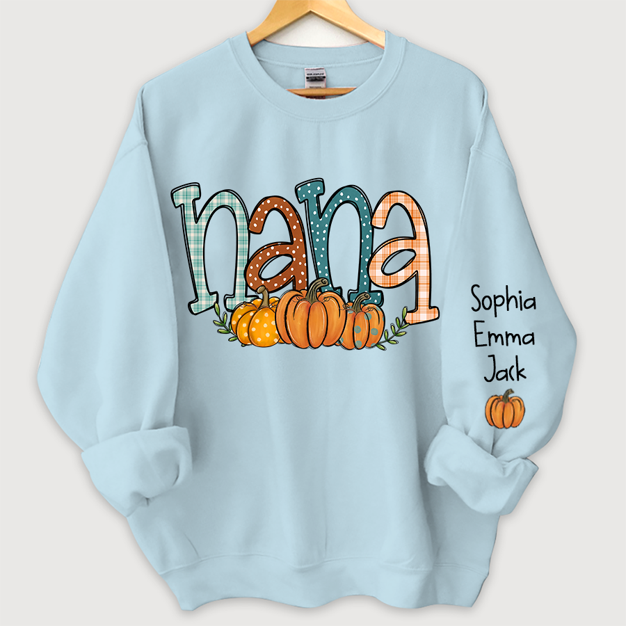 Lofaris Nana Pumpkin And Grandkids Name Autumn Sweatshirt