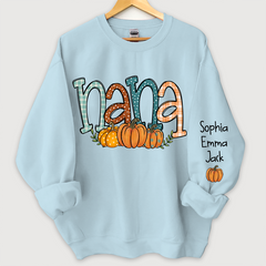 Lofaris Nana Pumpkin And Grandkids Name Autumn Sweatshirt