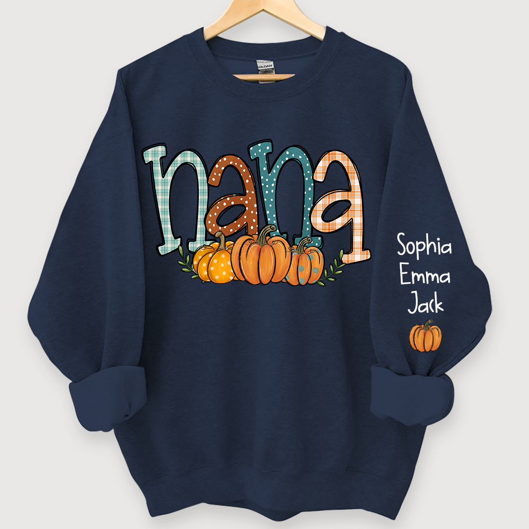 Lofaris Nana Pumpkin And Grandkids Name Autumn Sweatshirt