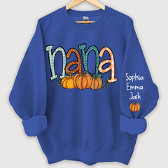 Lofaris Nana Pumpkin And Grandkids Name Autumn Sweatshirt