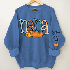 Lofaris Nana Pumpkin And Grandkids Name Autumn Sweatshirt