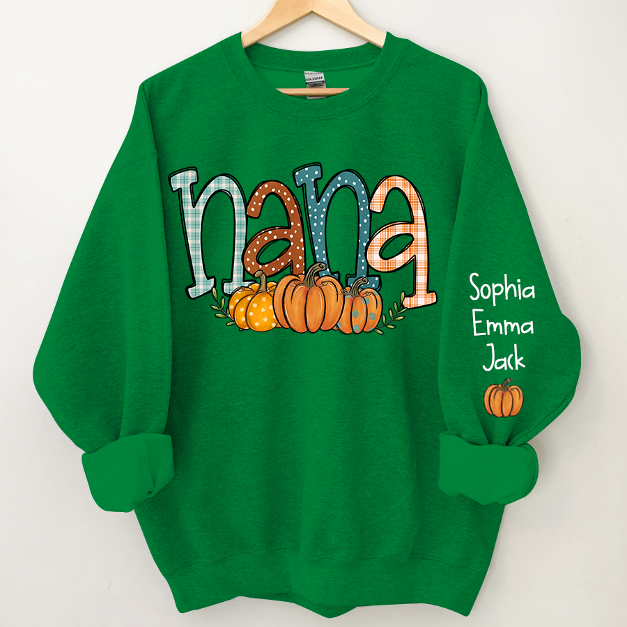 Lofaris Nana Pumpkin And Grandkids Name Autumn Sweatshirt