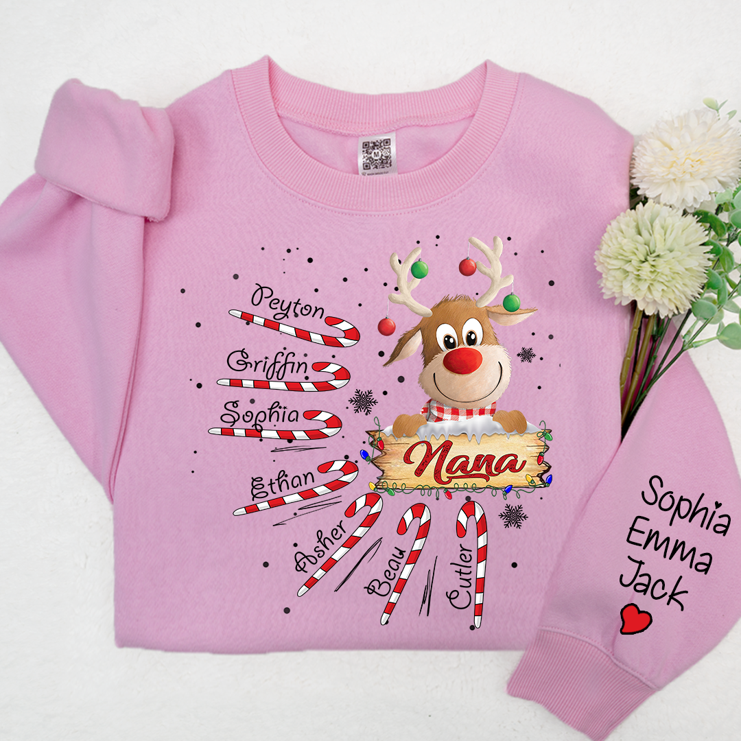 Lofaris Nana Reindeer Candy Cute Christmas Sweatshirt