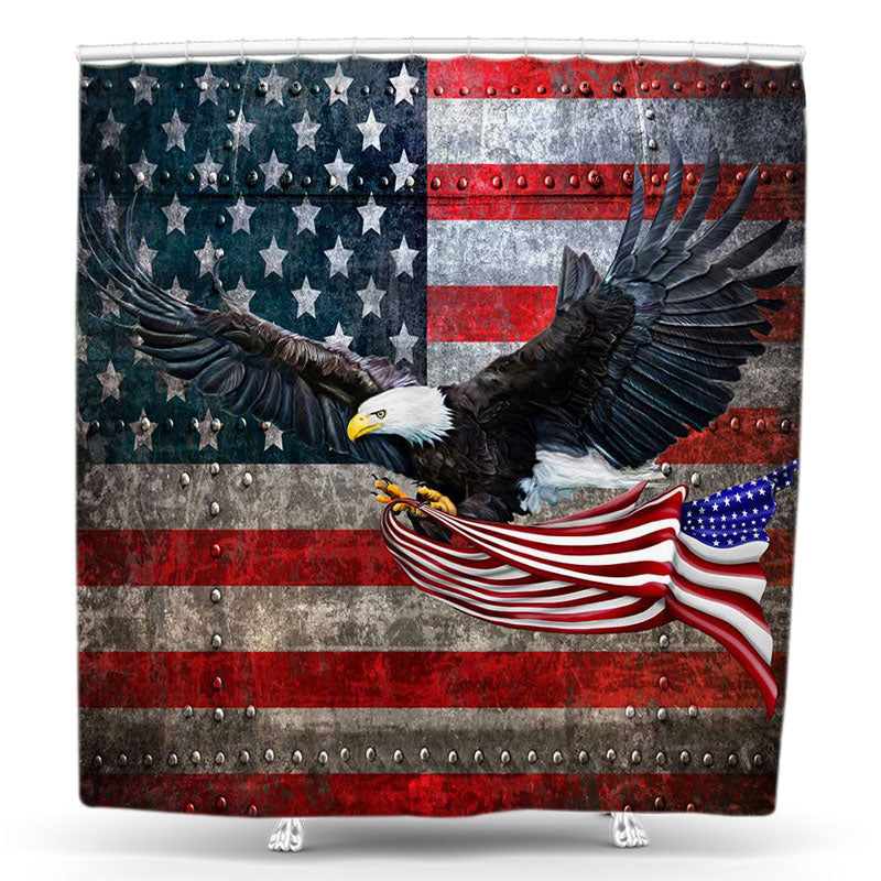 Lofaris National Usa Flag Eagle Stripe Star Shower Curtain