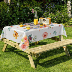 Lofaris Natural Flowers Elephant White Kitchen Tablecloth