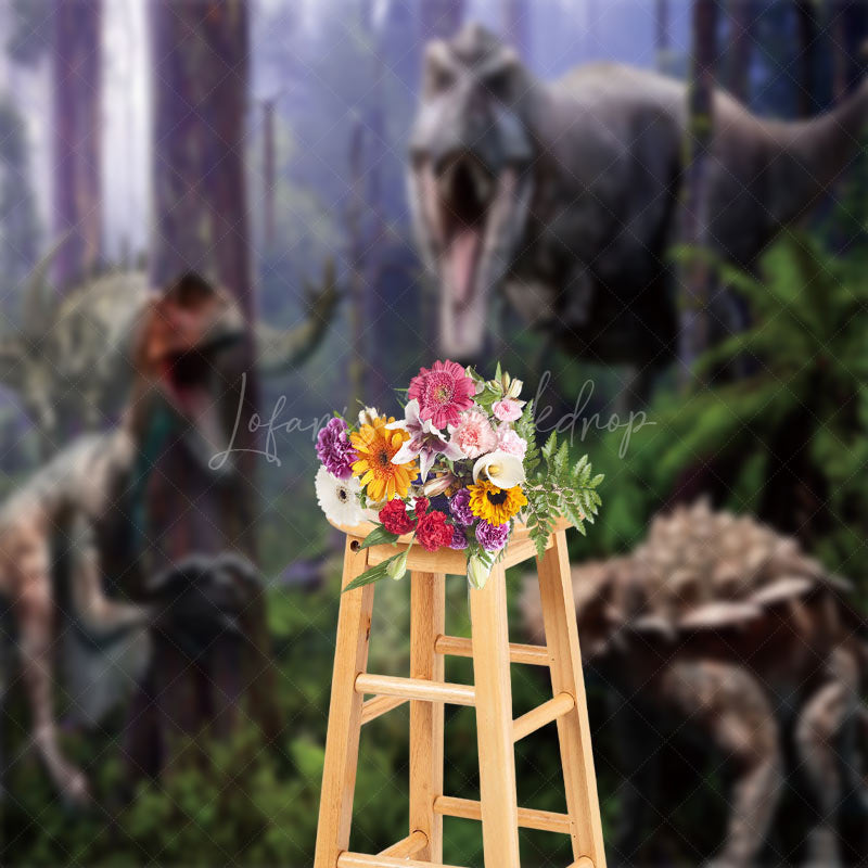 Lofaris Nature Forest Jurassic Dinosaur Photography Backdrop