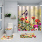 Lofaris Nature Landscape Flower Butterfly Shower Curtain