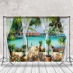 Lofaris Nature Trees Wood House Lake Summer Holiday Backdrop