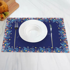 Lofaris Navy Blue Colorful Coral Undersea Set Of 4 Placemats