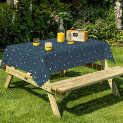 Lofaris Navy Blue Crescent Moon Star Rectangle Tablecloth