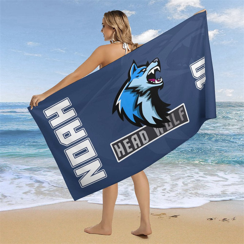 Lofaris Navy Blue Custom Name Beach Towel for Men