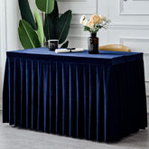 Lofaris Navy Blue Fitted Velvet Rectangle Table Skirts Cover