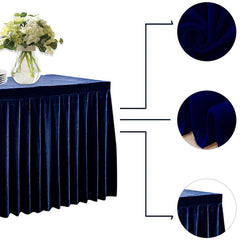 Lofaris Navy Blue Fitted Velvet Rectangle Table Skirts Cover