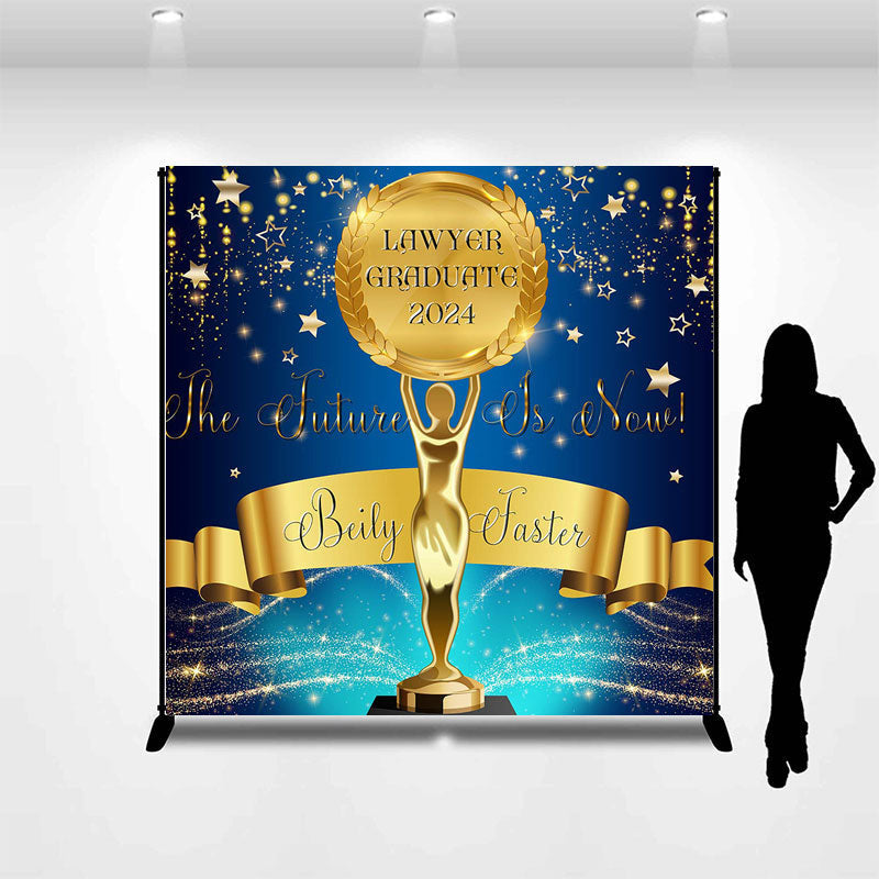 Lofaris Navy Blue Glitter Lawyer Graduation Custom Backdrop
