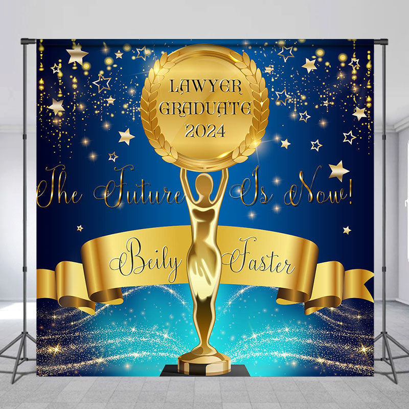 Lofaris Navy Blue Glitter Lawyer Graduation Custom Backdrop