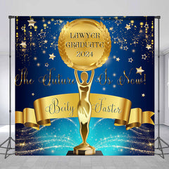 Lofaris Navy Blue Glitter Lawyer Graduation Custom Backdrop