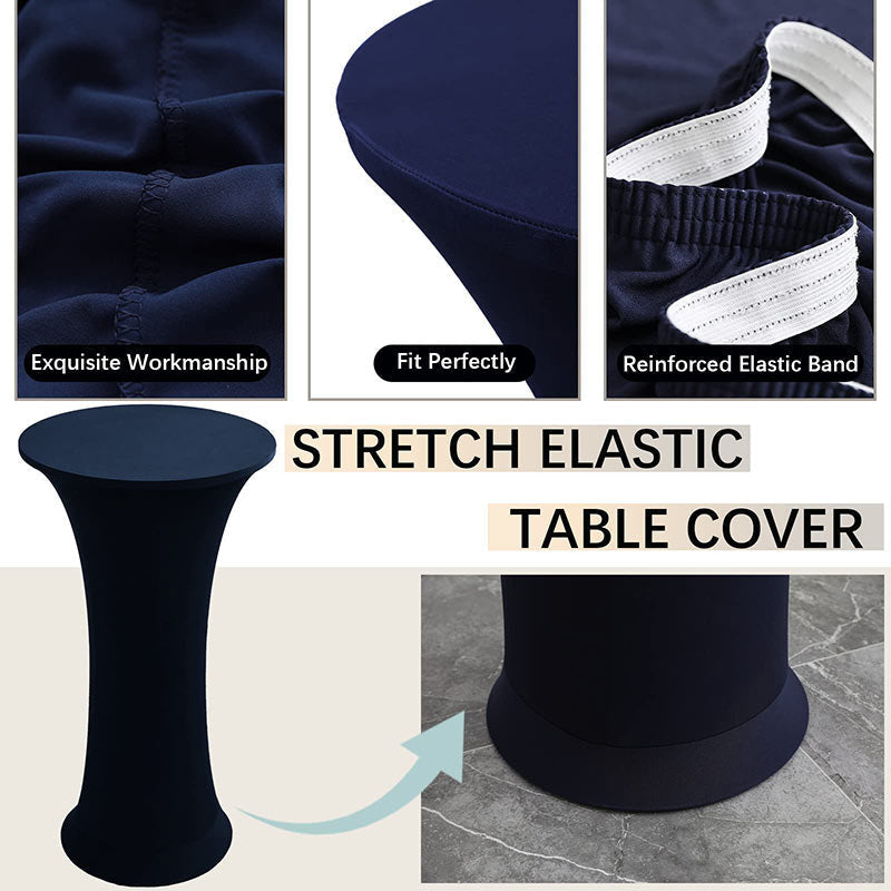 Lofaris Navy Blue High Top Round Spandex Cocktail Tablecloths