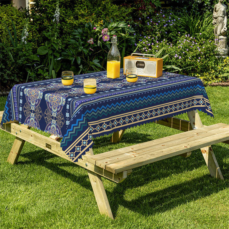 Lofaris Navy Blue Purple Pattern Rectangle Tablecloth
