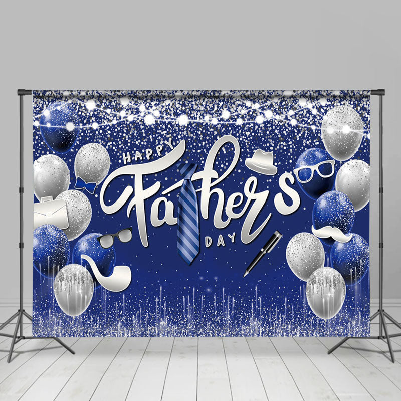 Lofaris Navy Blue Silver Balloons Fathers Day Party Backdrop