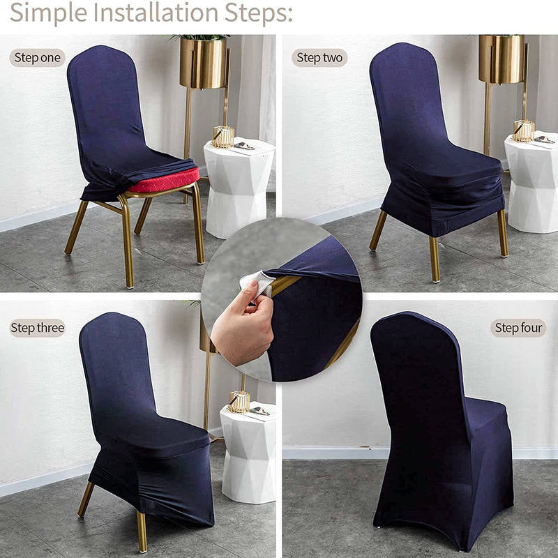 Lofaris Navy Blue Stretch Spandex Banquet Chair Slipcovers