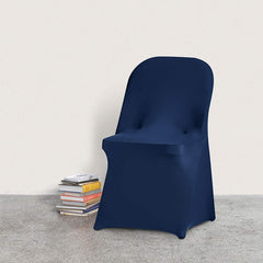 Lofaris Navy Blue Stretch Spandex Banquet Folding Chair Cover