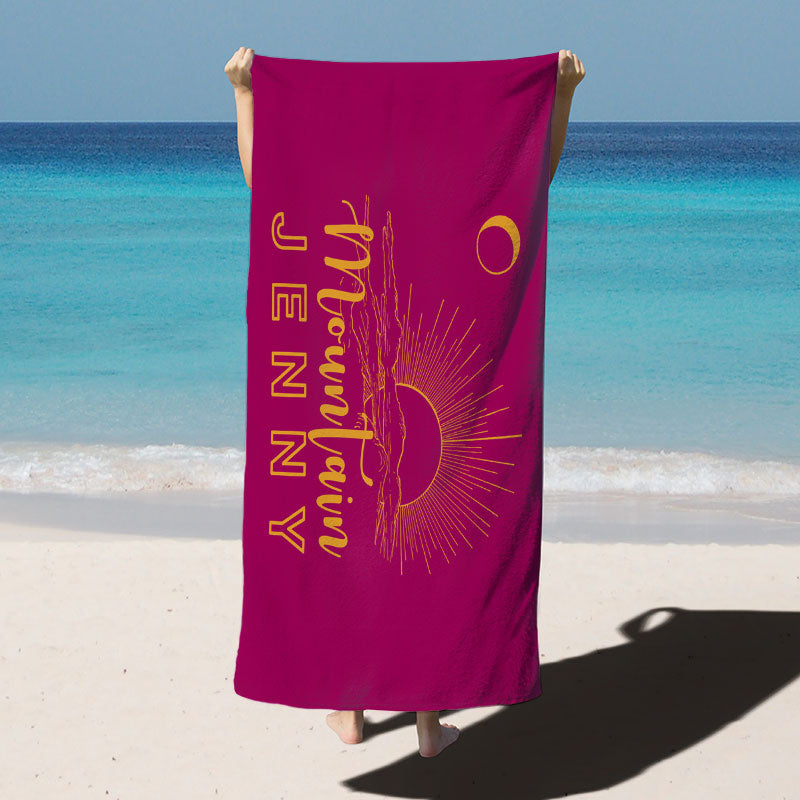 Lofaris Navy Blue Sunshine Custom Name Beach Towel