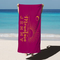 Lofaris Navy Blue Sunshine Custom Name Beach Towel