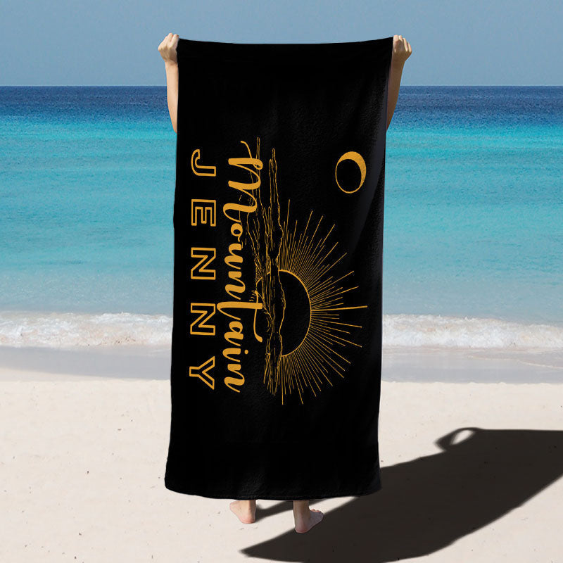Lofaris Navy Blue Sunshine Custom Name Beach Towel