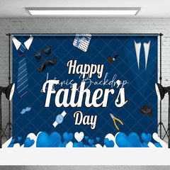 Lofaris Navy Blue Tie Suit Gifts Happy Fathers Day Backdrop