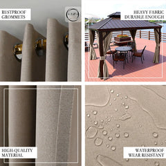 Lofaris Khaki Waterproof Grommet Top Outdoor Curtains for Porch
