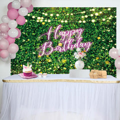 Lofaris Neon Glitter Light Green Leaves Birthday Backdrop