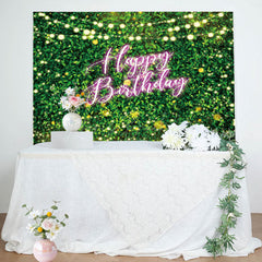 Lofaris Neon Glitter Light Green Leaves Birthday Backdrop