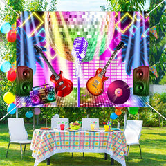 Lofaris Neon Light Ball Music Band Dance Party Backdrop