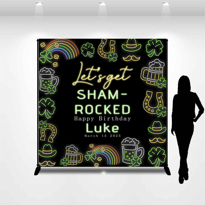 Lofaris Neon Shamrocked Custom St Patricks Day Backdrop