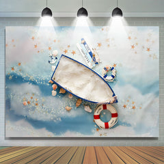 Lofaris Newborn Boat Cloud Star Nautical Birthday Backdrop