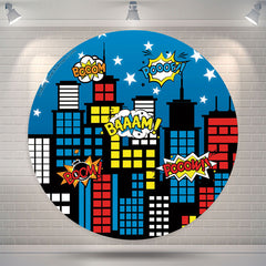 Lofaris Night City Building Personalized Round Backdrop