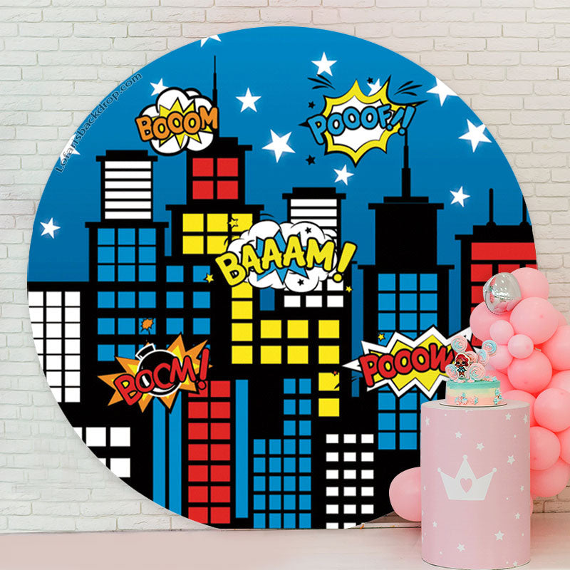 Lofaris Night City Building Personalized Round Backdrop