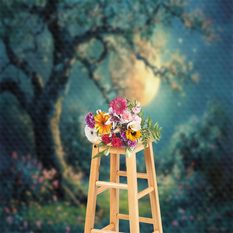 Lofaris Night Moon Blossom Tree Grass Undergrowth Backdrop