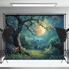 Lofaris Night Moon Blossom Tree Grass Undergrowth Backdrop