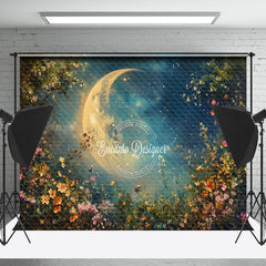 Lofaris Night Moon Colorful Flower Leaves Photography Backdrop