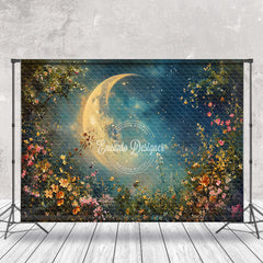 Lofaris Night Moon Colorful Flower Leaves Photography Backdrop