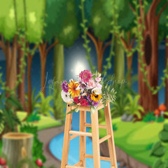 Lofaris Night Moon Forest River Spring Photography Backdrop