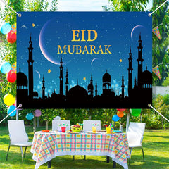 Lofaris Night Moon Shadow Palace Stars Eid Mubarak Backdrop