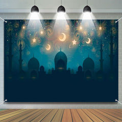 Lofaris Night Moon Stars Palace Shadow Eid Mubarak Backdrop