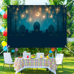 Lofaris Night Moon Stars Palace Shadow Eid Mubarak Backdrop